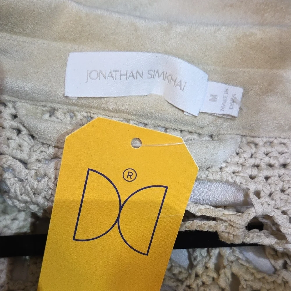 Jonathan Simkhai Yani Combo crochet and suede trench coat With Fringes, Beige M - Picture 15 of 16